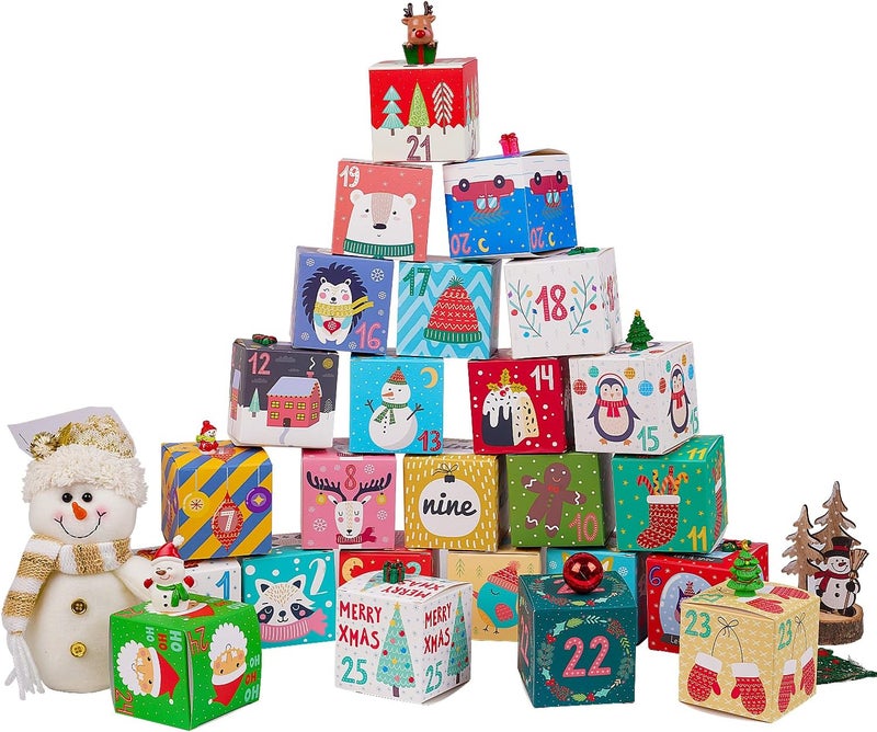 Jaywayang 25 Pcs DIY Christmas Advent Calendar Boxes, 25 Days Cute Advent Countdown Gift Boxes, Christmas Cardboard Empty Number Boxes for Kids and Family, Xmas Holiday Decoration. - Image 1