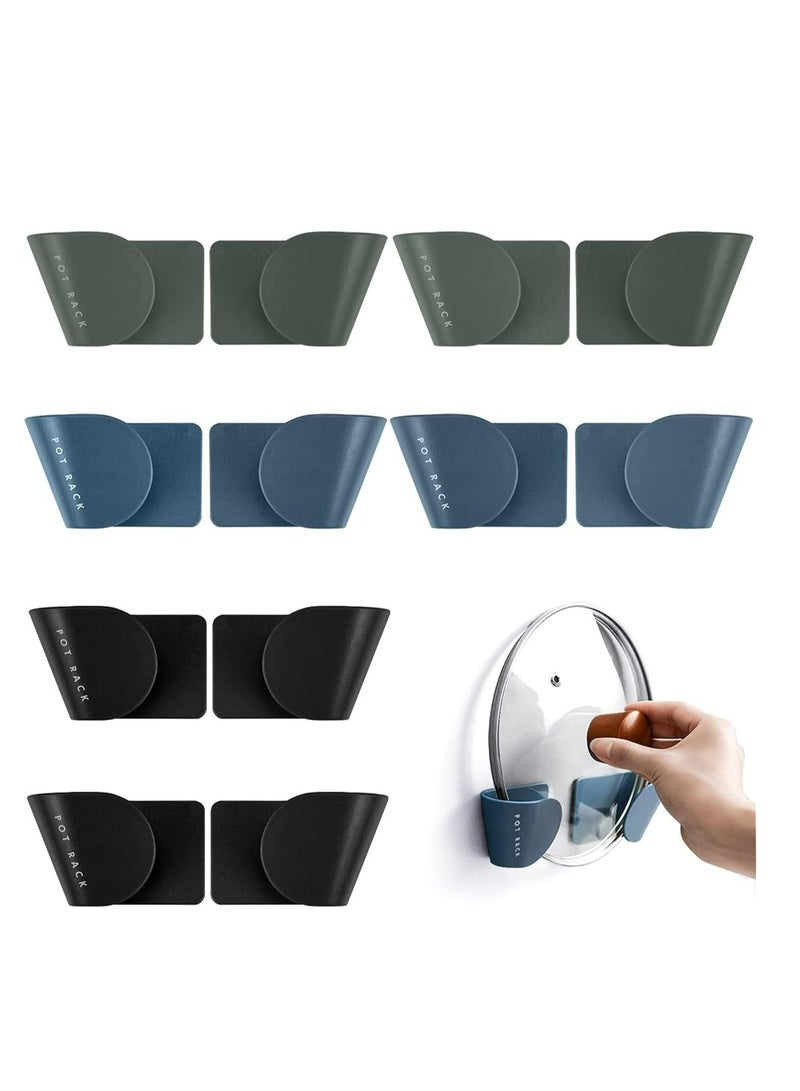Loquat 6 Pairs of Wall Mount Pot Lid Organizer, Cabinet Door Organizer Pot Hangers for Kitchen Wall Mount, Adjustable Lid Holder (3 Colors) - Image 1