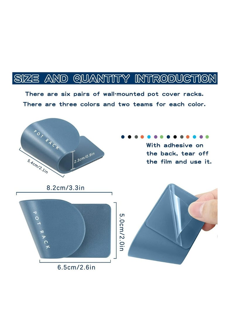 Loquat 6 Pairs of Wall Mount Pot Lid Organizer, Cabinet Door Organizer Pot Hangers for Kitchen Wall Mount, Adjustable Lid Holder (3 Colors) - Image 2