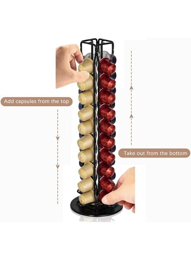 RECAPS Coffee Capsules Holder Compatible with Nespresso, Coffee Pod Holder for Original 40 Coffee Capsules, Rotating Design, Coffee Storage Rack for 40 Pcs Pods Coffee Holder Stand - Image 2