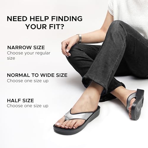 AEROTHOTIC Flip Flops for Women, Matt Silver, Size 9 - Image 3