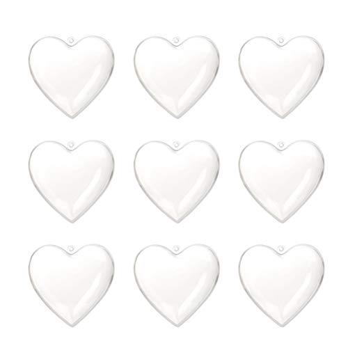 LUOEM 10pcs Clear Plastic Acrylic Fillable Hearts Shape Box DIY Craft Hanging Ornament for Wedding Engagement Anniversary Party Decor - Image 1