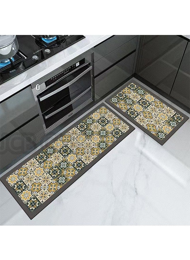 JCB CHIC Kitchen Rug Set of 2 Non Slip Cushioned Kitchen Mats for Floor Waterproof Comfort Kitchen Rugs and Mats Anti Fatigue Diatom mud Leather Mat for Kitchen,Floor,Office 3D2516（40*60cm+40*120cm) - Image 1
