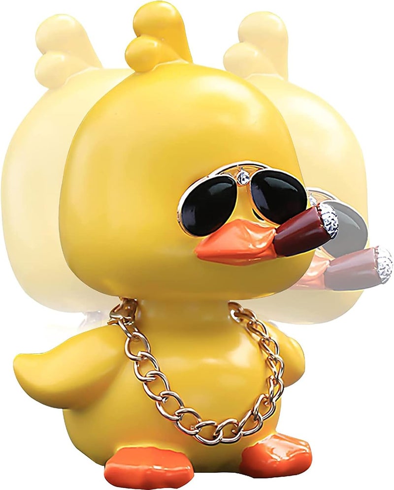 wonuu Cute Yellow Duck Toy Car Ornaments Cool Duck Car Dashboard Decorations Shaking Head  Doll - Image 2
