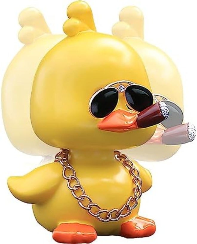 wonuu Cute Yellow Duck Toy Car Ornaments Cool Duck Car Dashboard Decorations Shaking Head  Doll - Image 3
