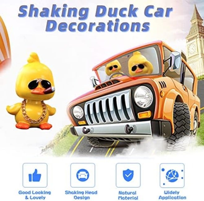 wonuu Cute Yellow Duck Toy Car Ornaments Cool Duck Car Dashboard Decorations Shaking Head  Doll - Image 4