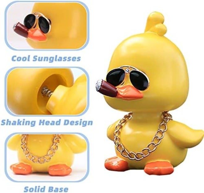 wonuu Cute Yellow Duck Toy Car Ornaments Cool Duck Car Dashboard Decorations Shaking Head  Doll - Image 5