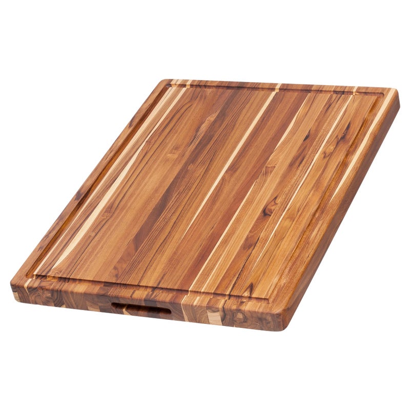Teakhaus Carving Board Fathers Day Gift Idea for Dad  Extra Large XL Wood Cutting Board with Juice Groove and Grip Handles  Reversible Teak Edge Grain Wood  Knife Friendly  FSC Certified