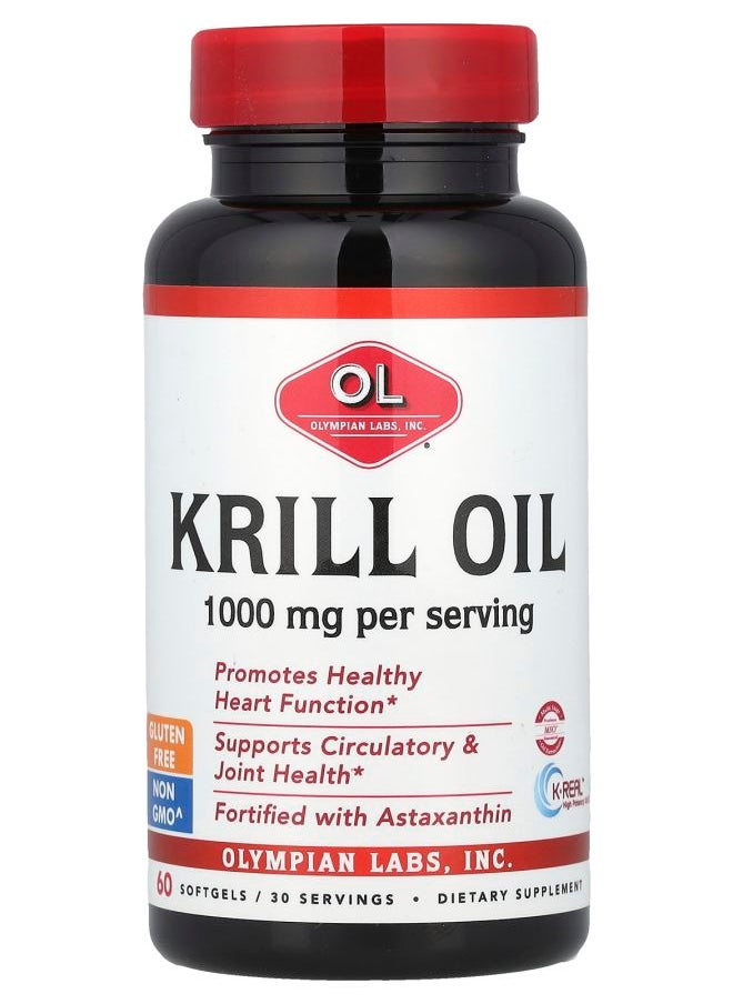 Olympian Labs Krill Oil 1000 mg 60 Softgels (500 mg per Softgel) 
