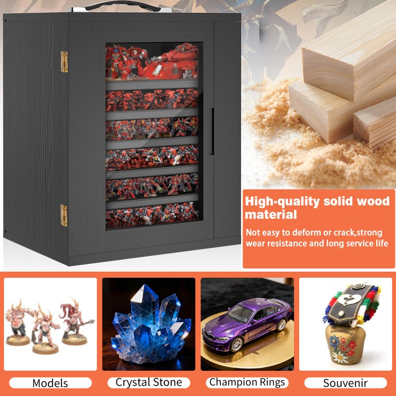 WELIDAY Miniature Storage Case for Collectibles, Miniature Display Cases with Magnetic Door and 6 Trays, Clear View Miniatures Transport Case (Black) - Image 5
