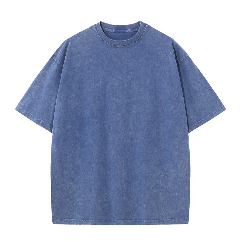YBJ-023X new fashion brand heavy washed old batik distressed 230g round neck T-shirt oversize style - Image 2