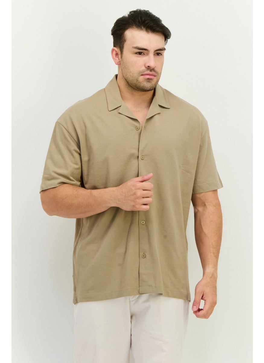 Jack Jones - Men Regular Fit Solid Short Sleeves Casual Shirt, Silver Sage - Image 1