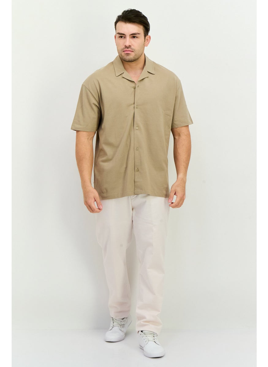 Jack Jones - Men Regular Fit Solid Short Sleeves Casual Shirt, Silver Sage - Image 1