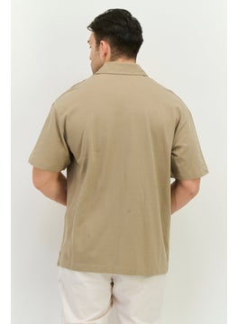 Jack Jones Men Regular Fit Solid Short Sleeves Casual Shirt, Silver Sage  - Image 3