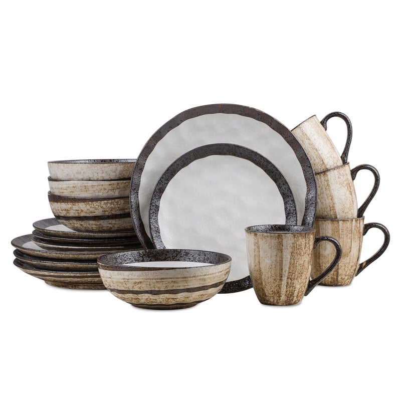 Stone Lain Lucy Porcelain 16Piece Round Dinnerware Set Beige