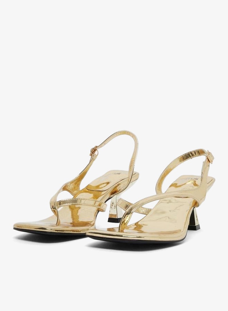 Styli Gold Kitten Heel Thong Sandals - Image 3