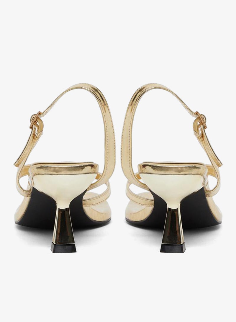 Styli Gold Kitten Heel Thong Sandals - Image 5