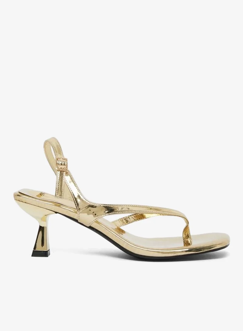 Styli Gold Kitten Heel Thong Sandals