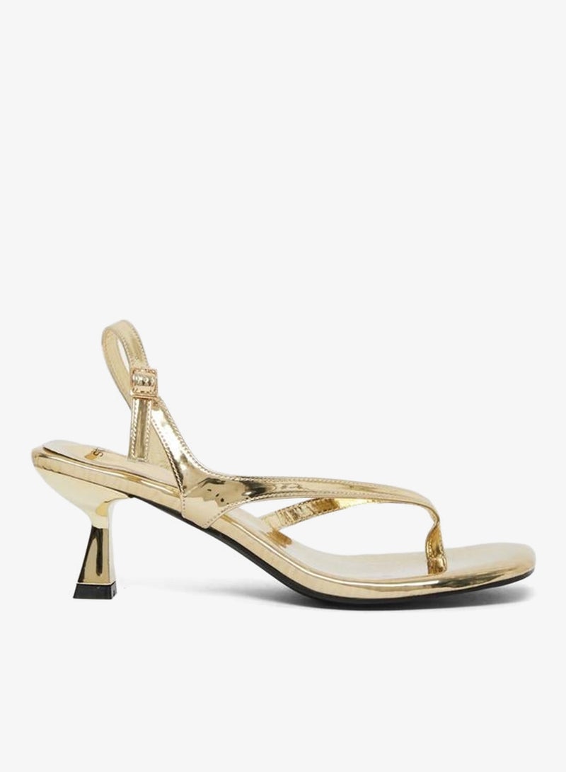 Styli Gold Kitten Heel Thong Sandals - Image 1