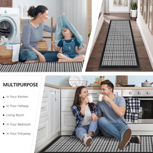proxin 2 Pcs Kitchen Mats - Waterproof Memory Foam Standing Desk Floor Mat Non Slip Rugs, Comfort Runner Rug Floor Carpets for Kitchen Home Office, Sink & Laundry (Black Houndstooth) - Image 4