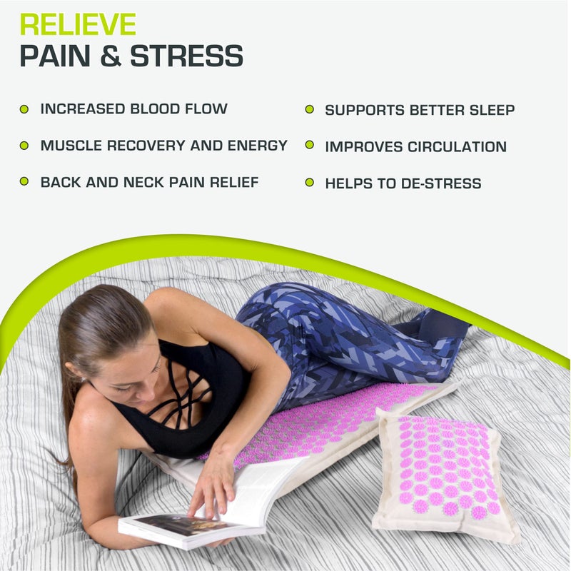 ProsourceFit Ki Acupressure Mat and Pillow Set with 100% Natural Linen for Back/Neck Pain Relief and Muscle Relaxation - Image 4