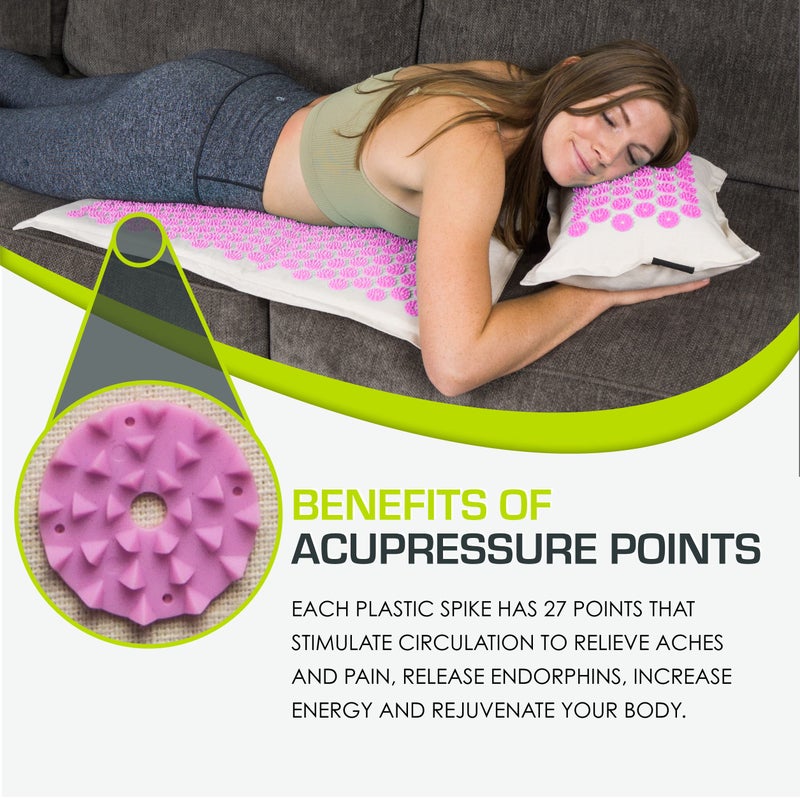 ProsourceFit Ki Acupressure Mat and Pillow Set with 100% Natural Linen for Back/Neck Pain Relief and Muscle Relaxation - Image 3