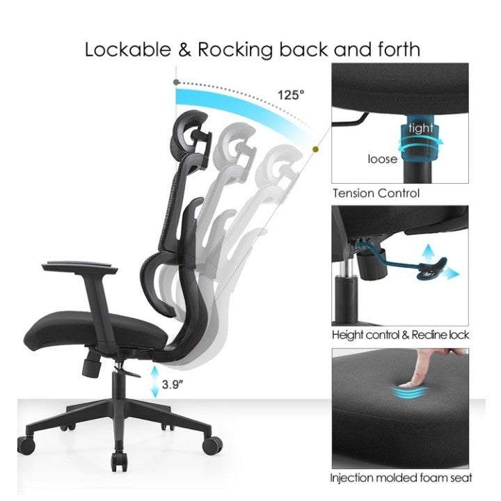 Multiwood Superior Comfort Office Seating with Deep Padding, Posture Support and Relaxed Tilt Function – Black - Image 2