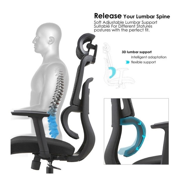 Multiwood Superior Comfort Office Seating with Deep Padding, Posture Support and Relaxed Tilt Function – Black - Image 5