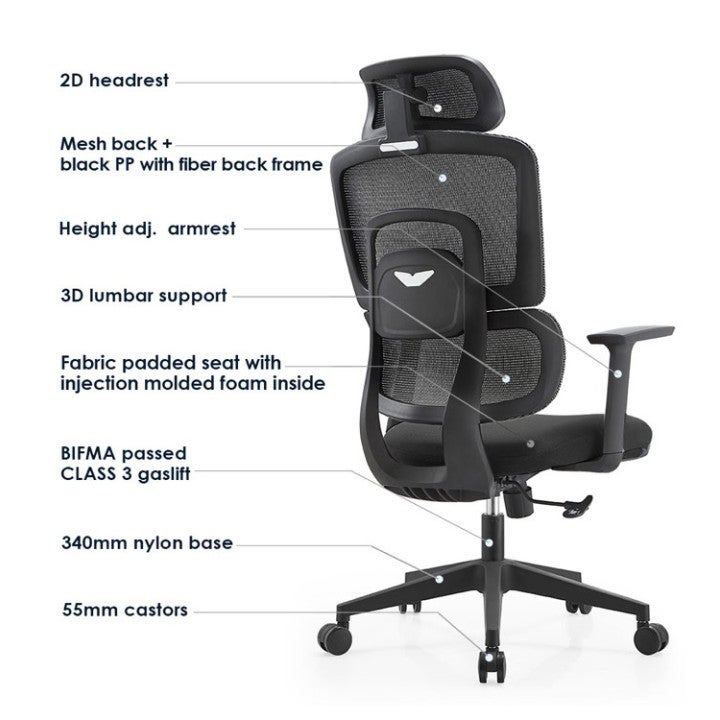 Multiwood Superior Comfort Office Seating with Deep Padding, Posture Support and Relaxed Tilt Function – Black - Image 3
