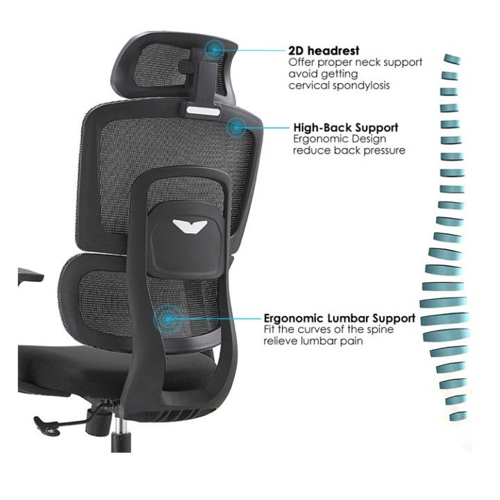 Multiwood Superior Comfort Office Seating with Deep Padding, Posture Support and Relaxed Tilt Function – Black - Image 4