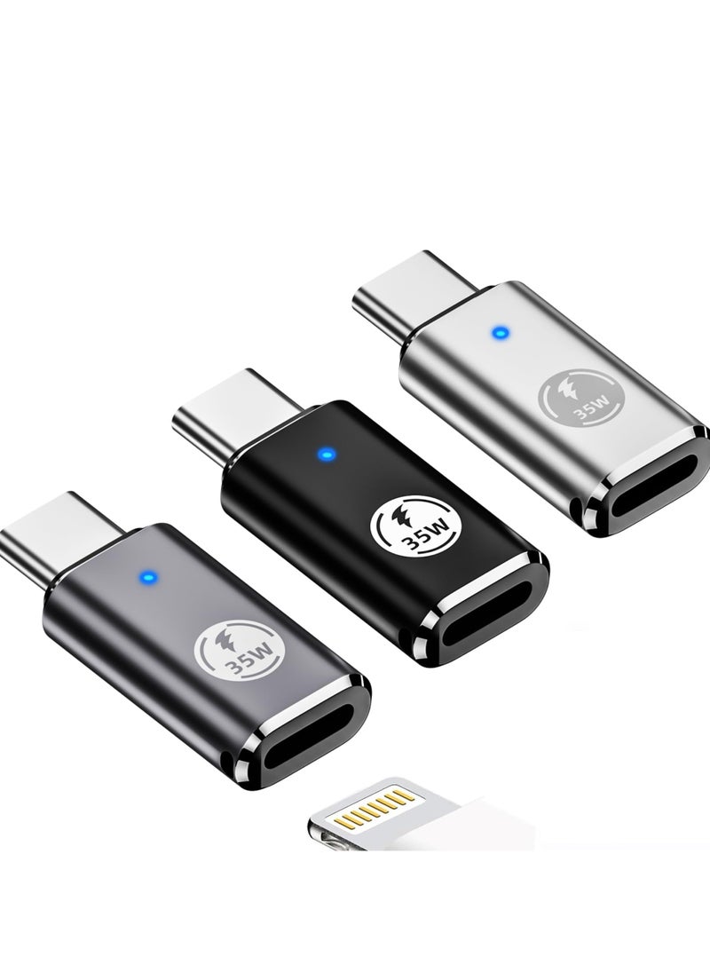 erorex iPhone 15/15 Pro Max USB C to Lightning Adapter, 3Pack 35W Lightning Female to USB C Male Adaptor Fast Charging lightning to USBC Charger Converter for iPhone 15/15 Plus/15 Pro Max with Blue Light  - Image 1