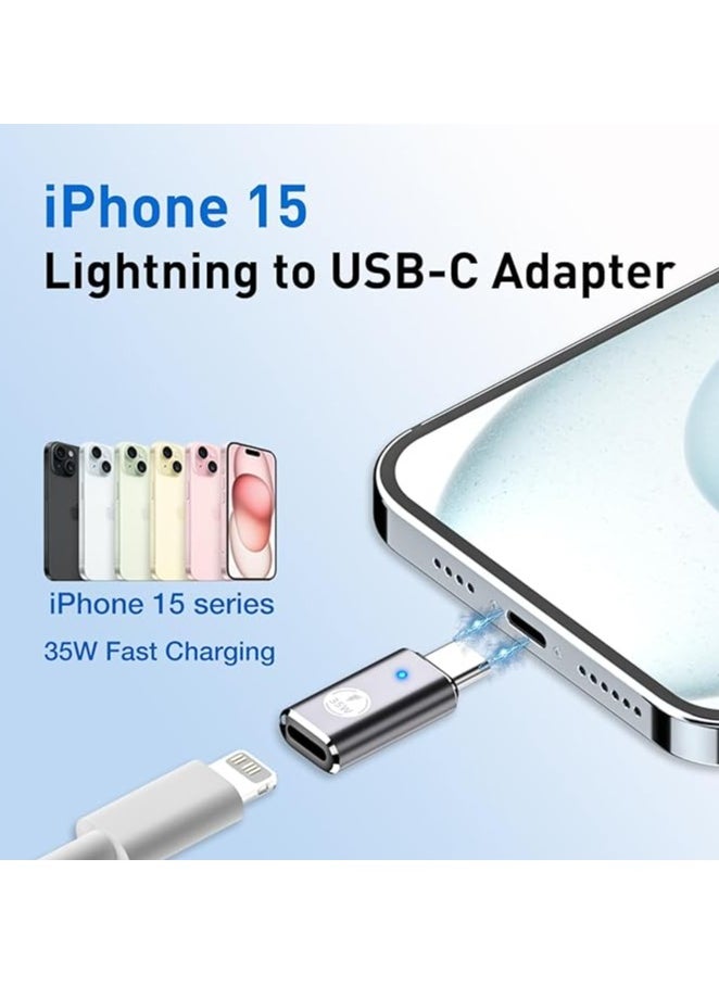 erorex iPhone 15/15 Pro Max USB C to Lightning Adapter, 3Pack 35W Lightning Female to USB C Male Adaptor Fast Charging lightning to USBC Charger Converter for iPhone 15/15 Plus/15 Pro Max with Blue Light  - Image 5