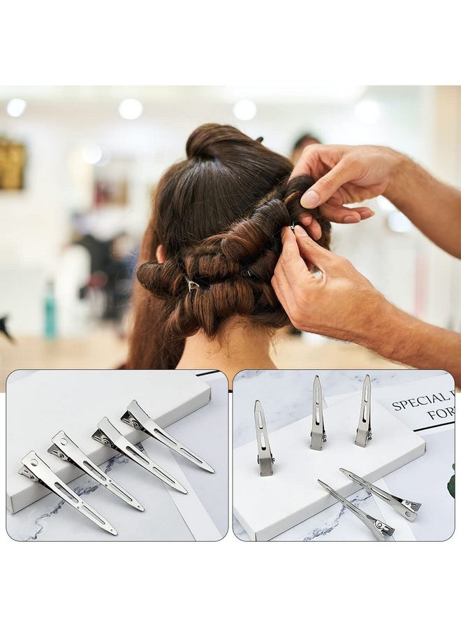 Tenalleys - 50 Pcs Silver Metal Duck Bill Hair Clips Single Prong Hair Clips Alligator Curl Clips Women Styling Hair Clips For Hair Coloring Bows Diy Hair Extensions Salon (2.2Inch) - Image 1