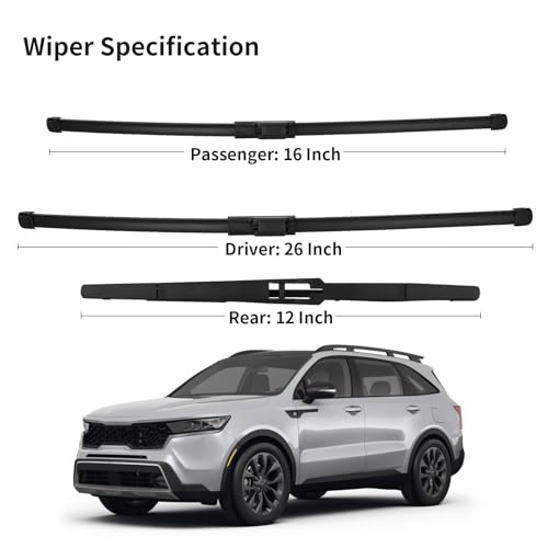 WINNERS Windshield Wiper Blades for Kia Sorento 2021 2022 2023 2024, Window Wiper Blades for My Car, Include Front 26 Inch, 16 Inch and Rear 12 Inch, Windscreen Wipers Featured Easy to Install - Image 3