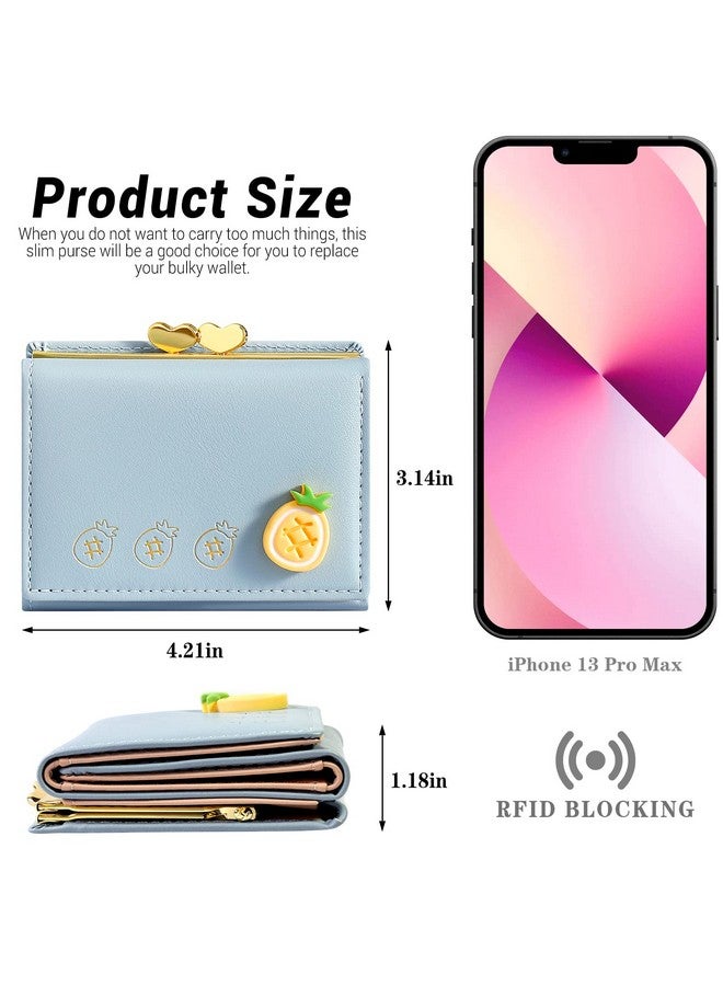 YINHEXI Wallet For Women Faux Leather Water Resistant Baby Blue Unisex  - Image 3