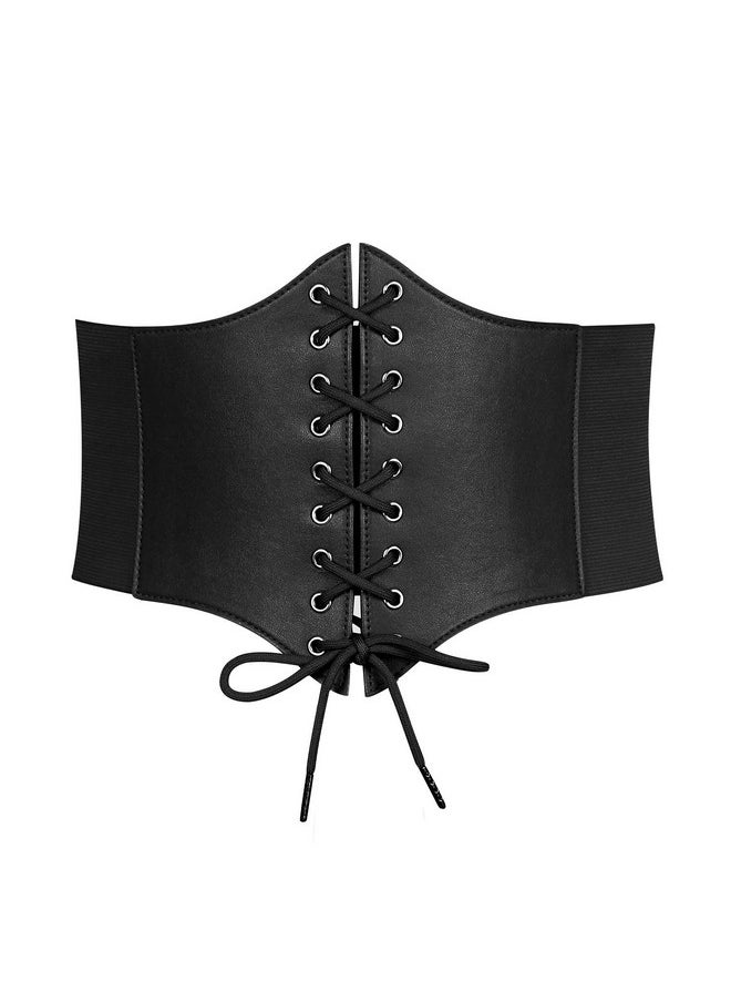LEACOOLKEY - Lace-Up Cinch Belt, Women Corset Waist Belt, Tied Corset Elastic Belt, Obi Belt For Women For Dress, Halloween Accessories - Image 1