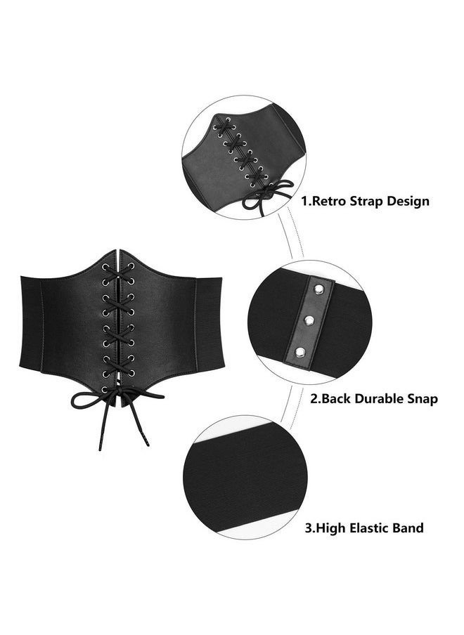 LEACOOLKEY - Lace-Up Cinch Belt, Women Corset Waist Belt, Tied Corset Elastic Belt, Obi Belt For Women For Dress, Halloween Accessories - Image 1