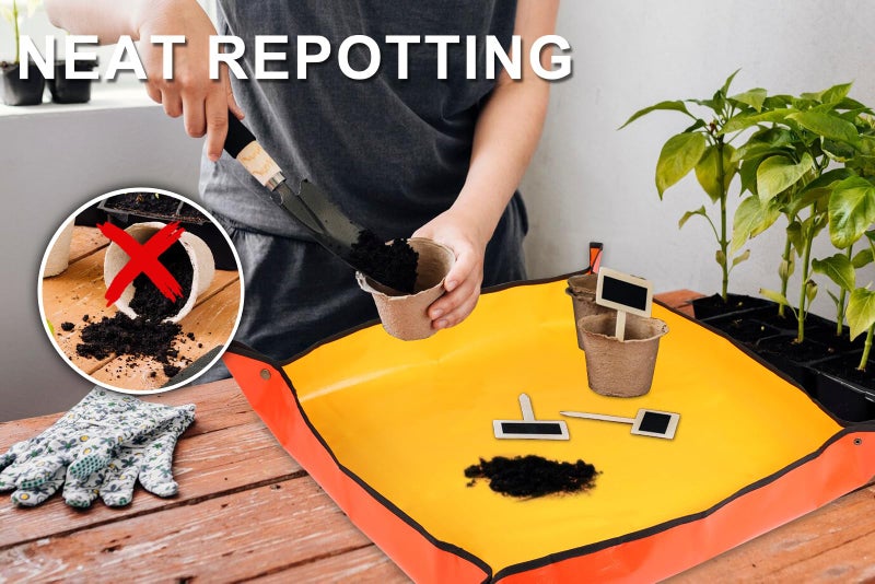 Azureblue 30 "" X 30 "" Large Plant Repotting Mat For Indoor Plants Potting Soil  Foldable Waterproof Plant Repotting/Potting Tray  Portable Potting Mat Gardening Tray For House Plants (Medium 30 X 30 "" (Orange)) - Image 4