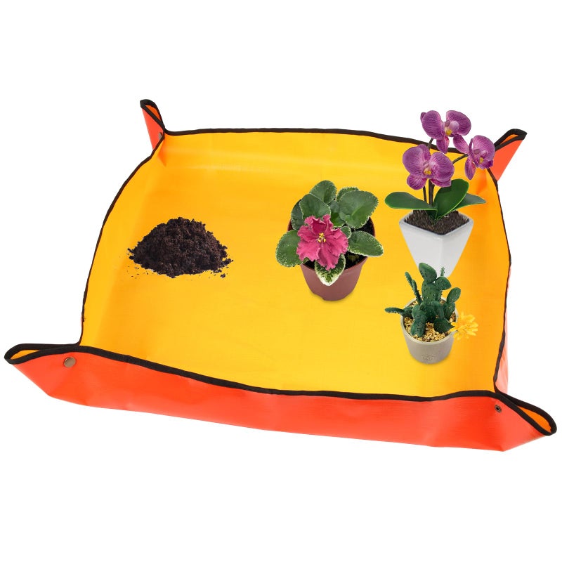 Azureblue 30 "" X 30 "" Large Plant Repotting Mat For Indoor Plants Potting Soil  Foldable Waterproof Plant Repotting/Potting Tray  Portable Potting Mat Gardening Tray For House Plants (Medium 30 X 30 "" (Orange)) - Image 1
