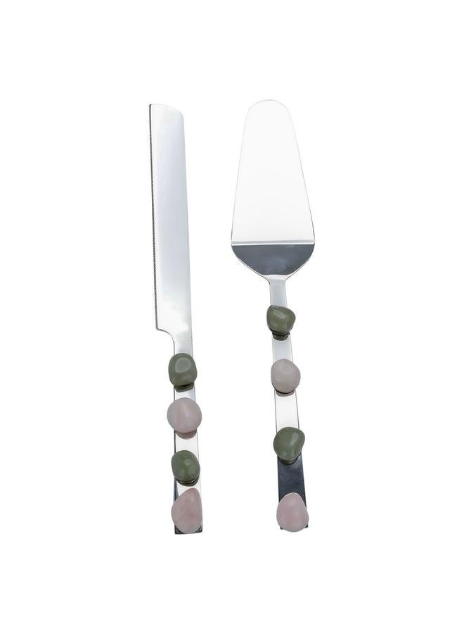 Steel Serving Spoons Set 2 Pieces Silver - Image 2