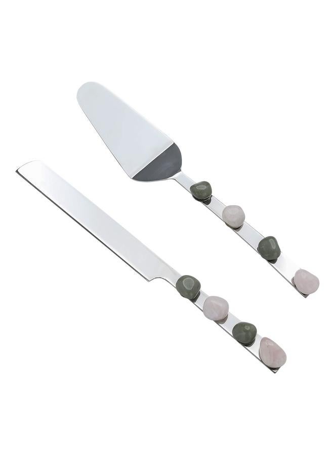 Steel Serving Spoons Set 2 Pieces Silver - Image 1