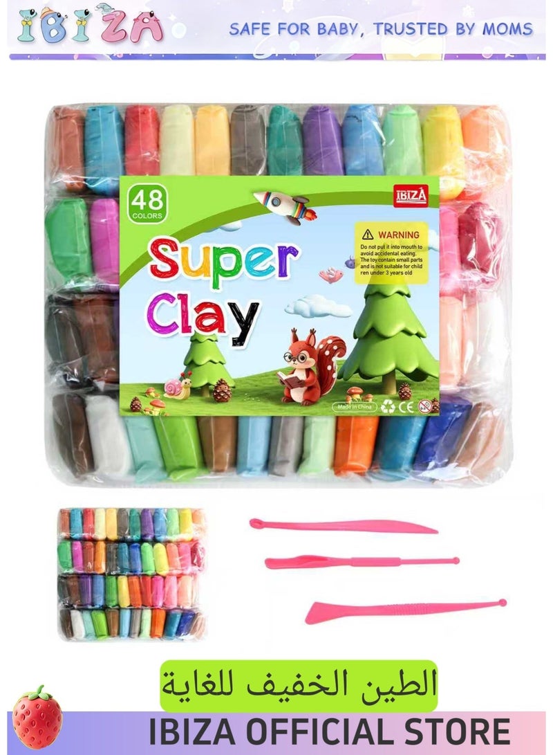 Ibiza 48 Colors Plasticine with 3 Sculpting Tools, Air Dry Clay, Modeling Clay Kit, DIY Plasticine for Children Education - Image 1