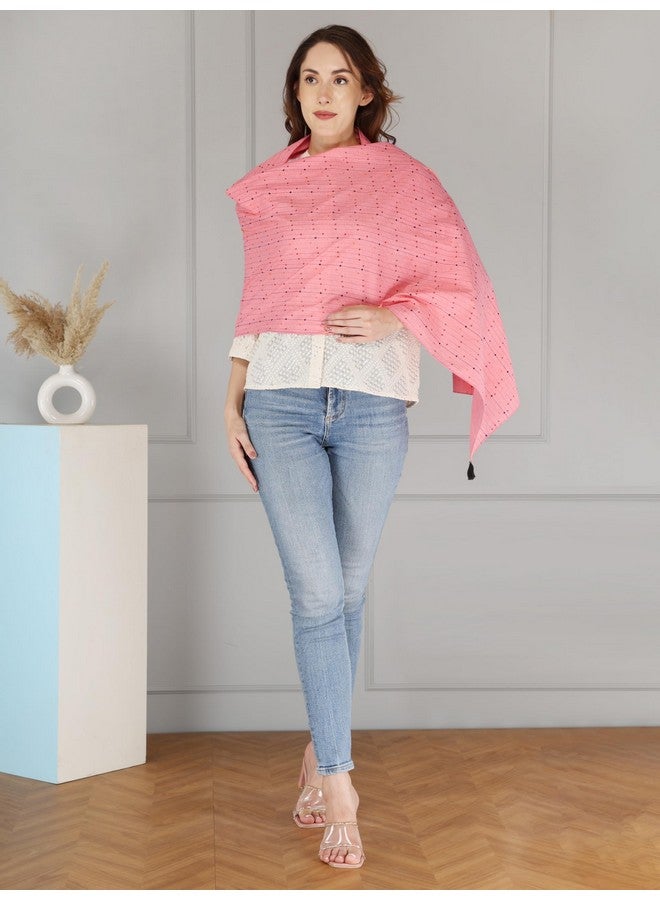 Switchon Multi Use Poncho Style Scarf with Buttons, Feeding Apron Breathable for Pre & Post Pregnancy Nursing Cover for Breastfeeding Free Size (72inch x 22inch) (Peach_Multi_color) - Image 5