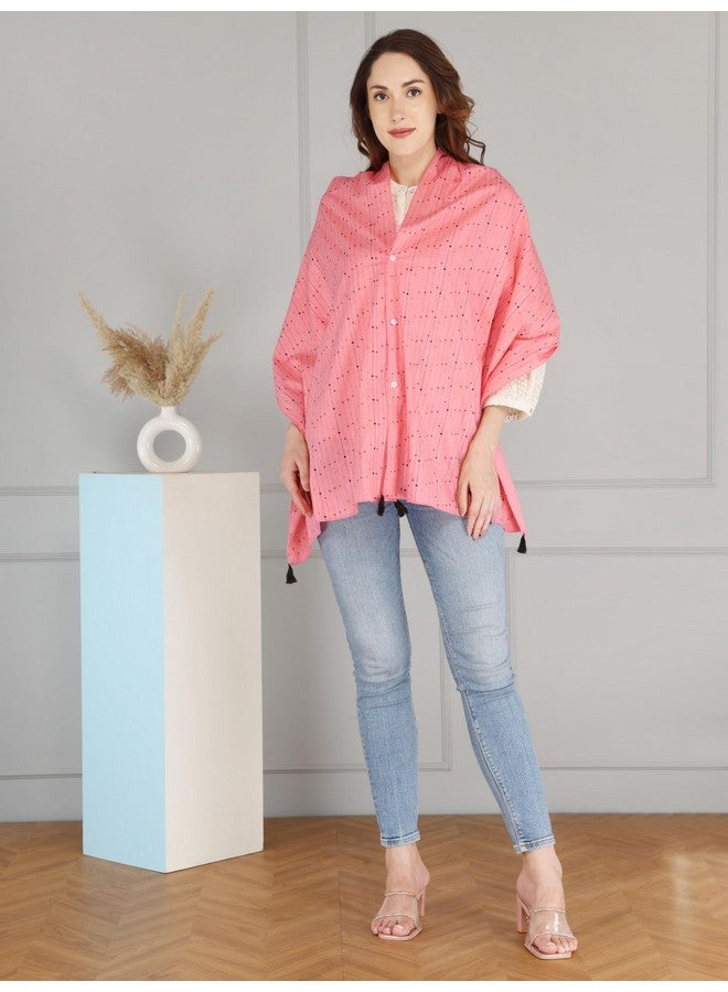 Switchon Multi Use Poncho Style Scarf with Buttons, Feeding Apron Breathable for Pre & Post Pregnancy Nursing Cover for Breastfeeding Free Size (72inch x 22inch) (Peach_Multi_color) - Image 2