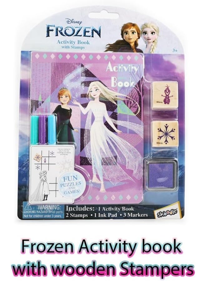 SKOODLE Disney Activity Coloring Book with Stamps & Markers Kids Painting kit Educational Toys for 3-6 Boys & Girls Birthday Gifts School Craft Activities (FROZEN) - Image 2