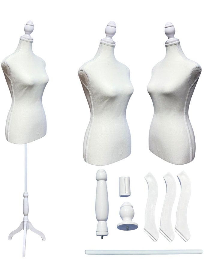 WOMEN SEWING MANNEQUIN TORSO DRESS FOAM, ADJUSTABLE FEMALE MANNEQUIN BODY TORSO, STRONG PLASTIC TRIPOD AND HEAD WITH STAINLESS STEEL TUBE, PINNABLE MANNEQUIN DISPLAY DRESSMAKER SEWING CLOTHES 170CM
