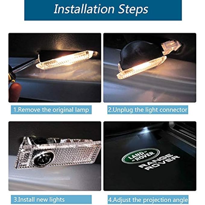 rayihni Car Led Door Lights Projector Logo Shadow Ghost Light For Land Rover Range Rover 20072019 Compatible Accessories 4 Packs - Image 4
