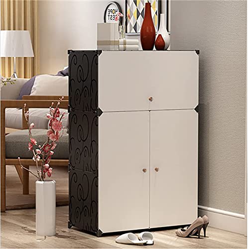 KEEKOS Shoe Rack Multipurpose 5 Shelves Shoe Rack with Zip Door Cover & Side Pockets, Multiuse Wide Shelve,Rack for Footwear, Toys, Clothes (Black White, 6-Layer) - Image 4