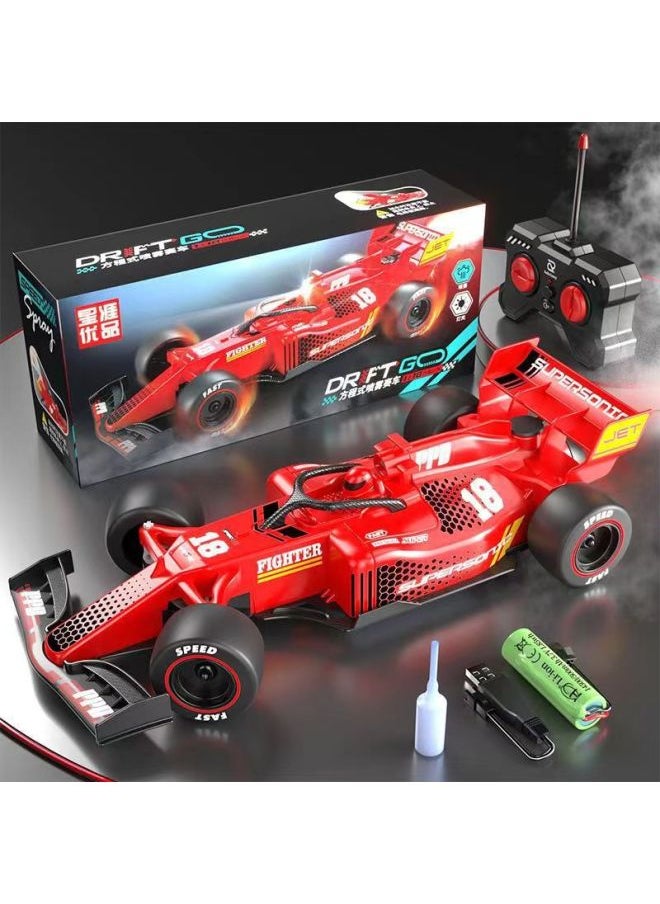 Generic F1 Spray Remote Control Car Children's Toy Car Boy Rc Racing Off-road Four-wheel Drive Drift Stunt Remote Control Car-Color:F1 Racing ( 21cm ) Red 1 Set Of Batteries  - Image 1