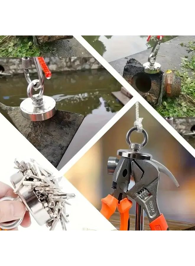 Iron Silvery Heavy Duty Neodymium Magnet Tank with Sinking Ring Bolt for Magnetic Fishing - Image 4